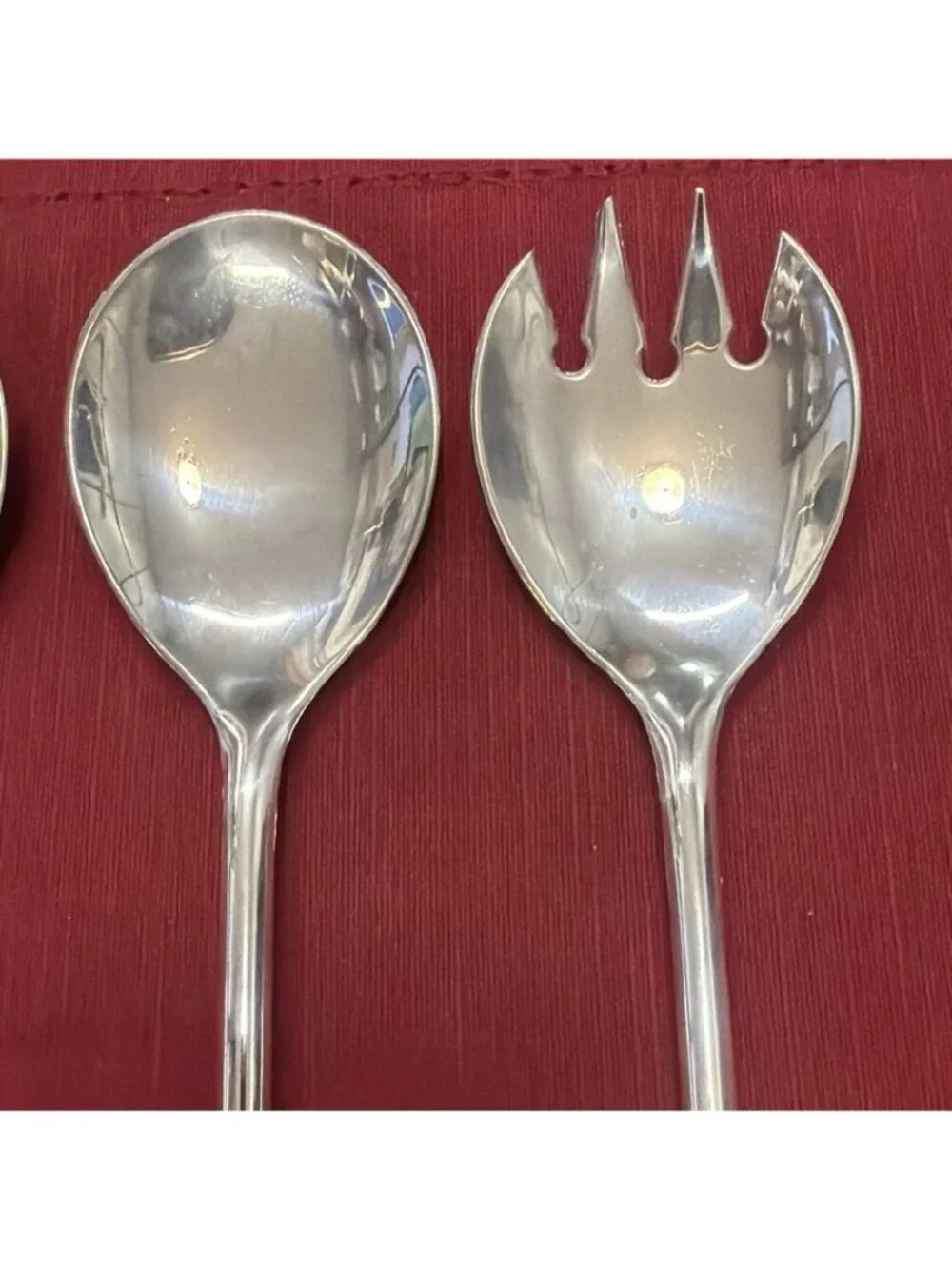 Vintage Italian Silverplate Salad Servers 2 Spoon Fork Sets 4 Pieces 9